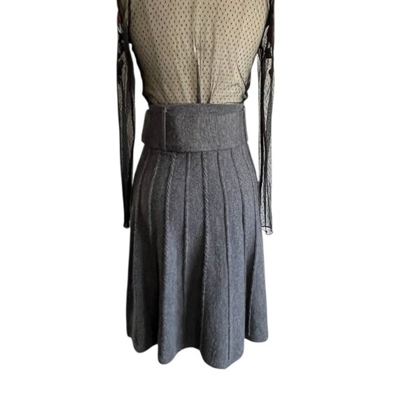 Lapis Gray Pin Pleat Knit Swing Skirt - M - Picture 5 of 7
